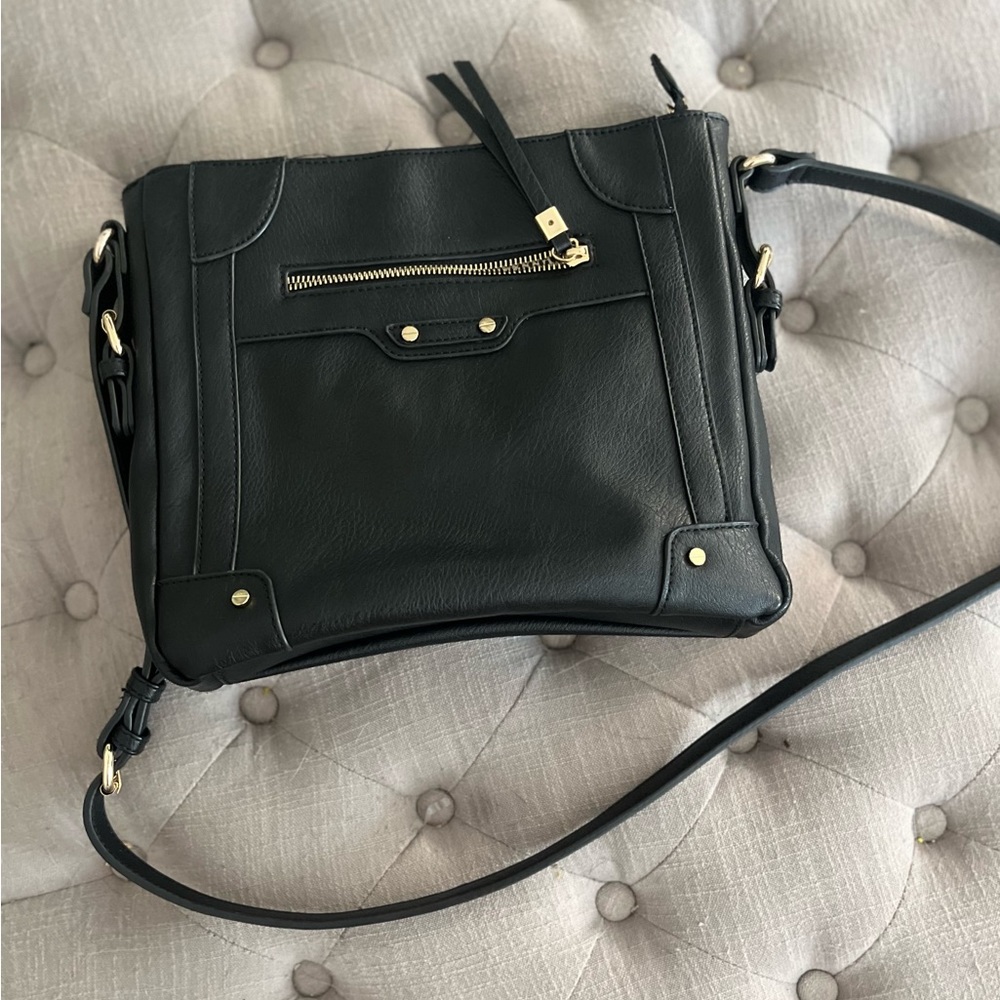 Sole Society large black faux leather cross body